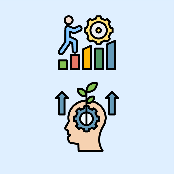 Mountain and flag icon symbolizing growth mindset and resilience.
